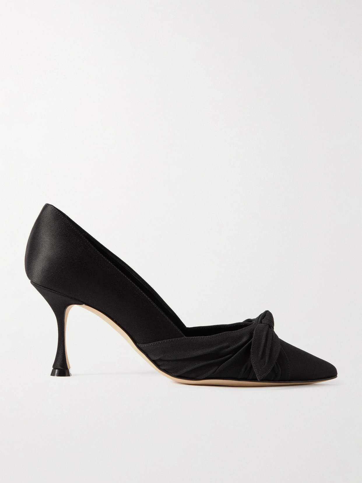 Manolo Blahnik - Terka 70 Bow-embellished Poplin-trimmed Satin Pumps - Black