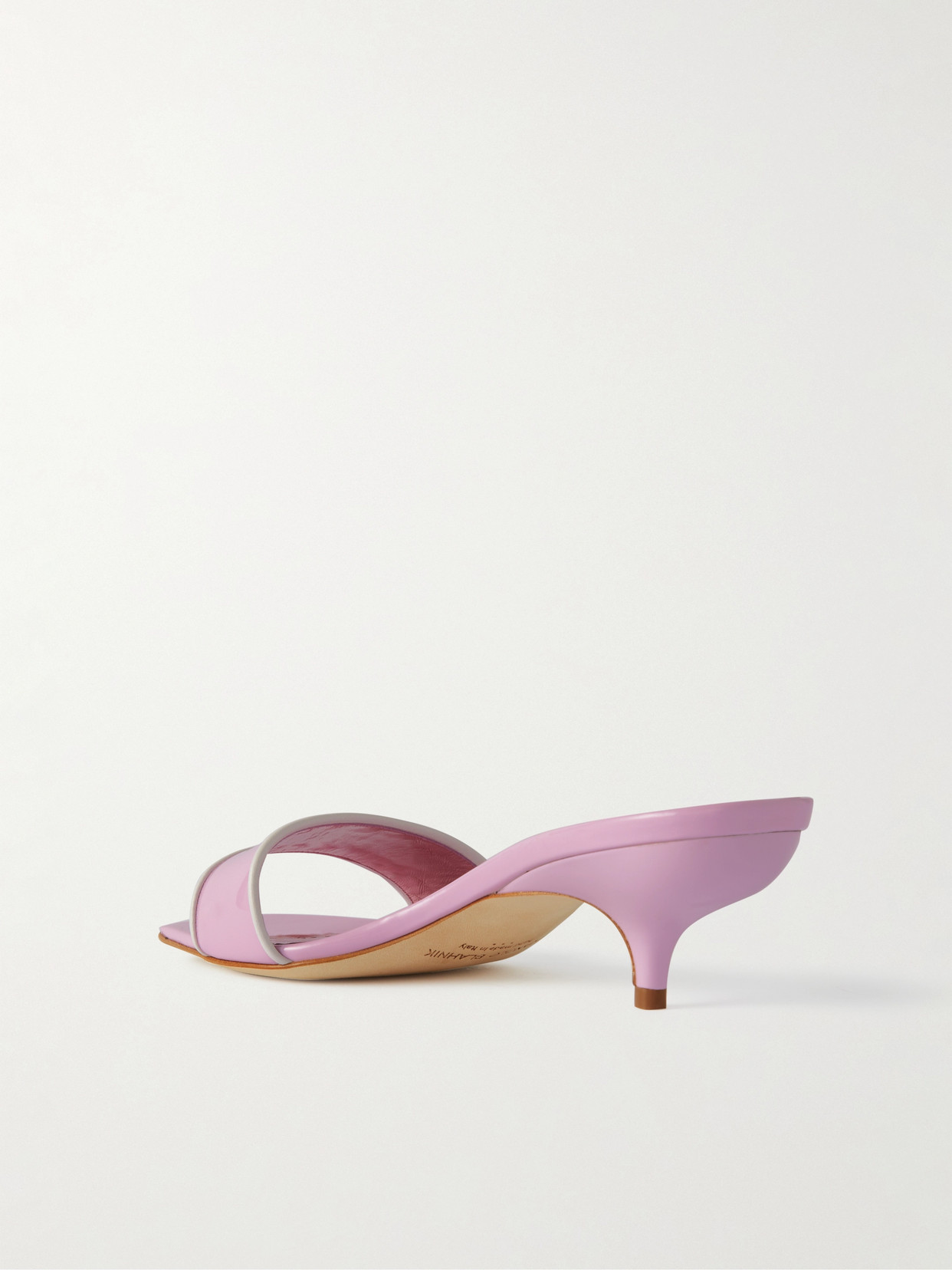 Manolo Blahnik Helamu 50 Two-tone Patent-leather Mules In Pink