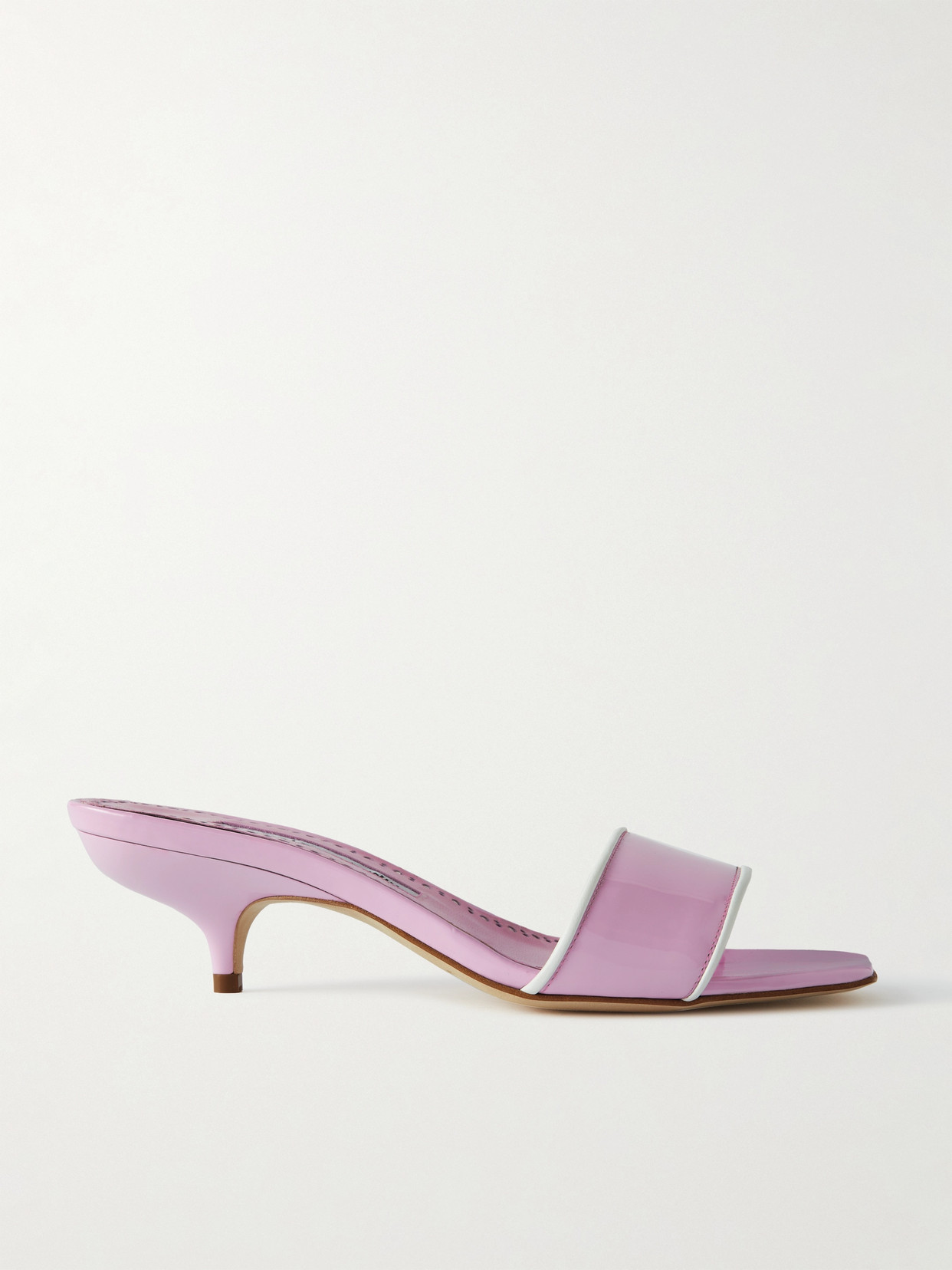 Manolo Blahnik Helamu 50 Two-tone Patent-leather Mules In Pink