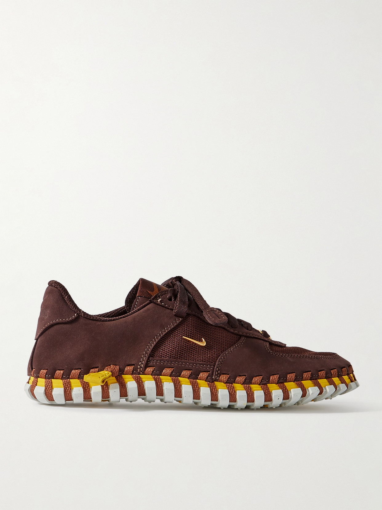 Shop Nike + Jacquemus J Force 1 Suede And Mesh Sneakers In Brown