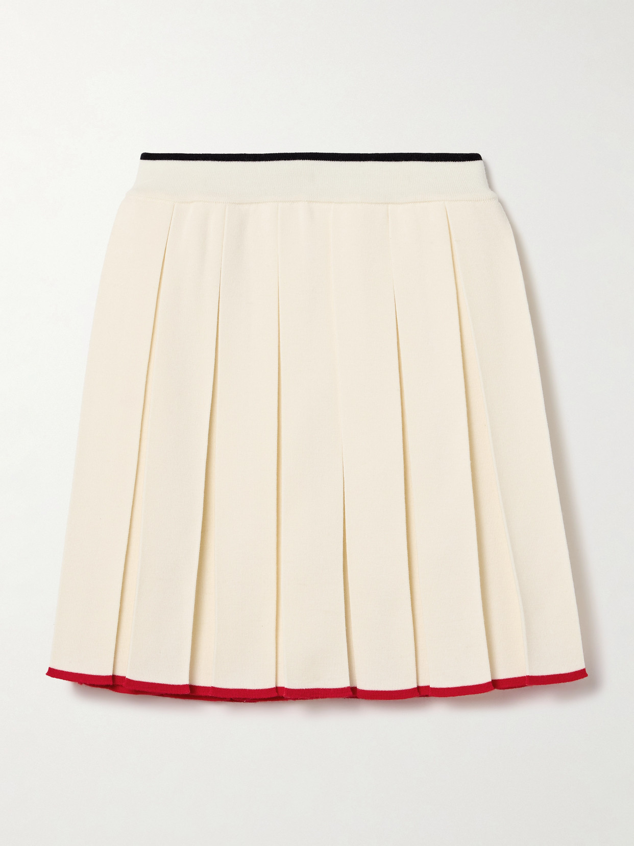Shop Thom Browne Pleated Wool-blend Mini Skirt In Off-white