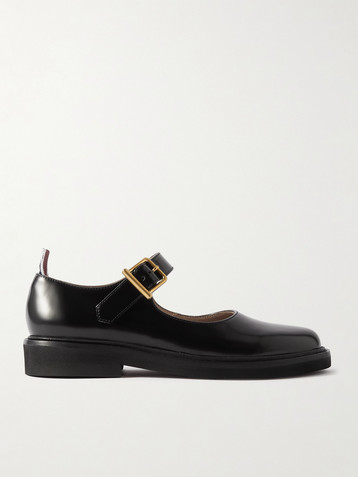 Thom Browne Glossed-leather Mary Jane ballet flats