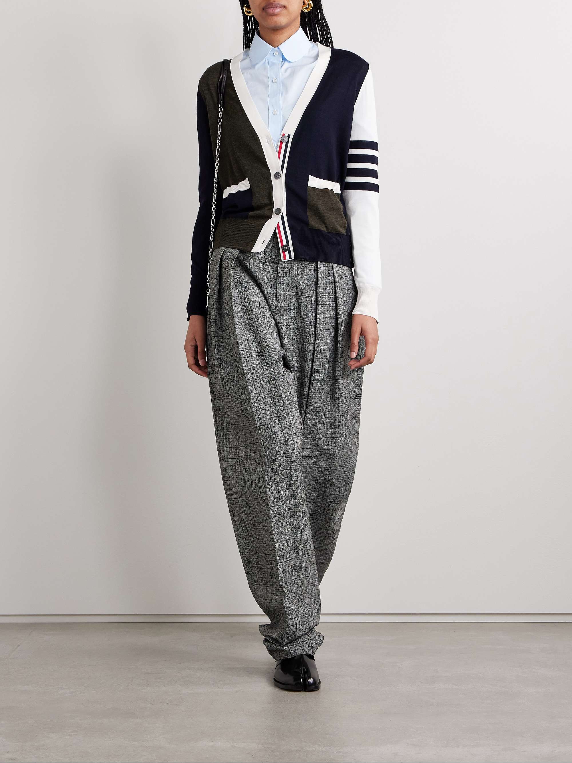THOM BROWNE Fun Mix striped color block wool cardigan NET A PORTER