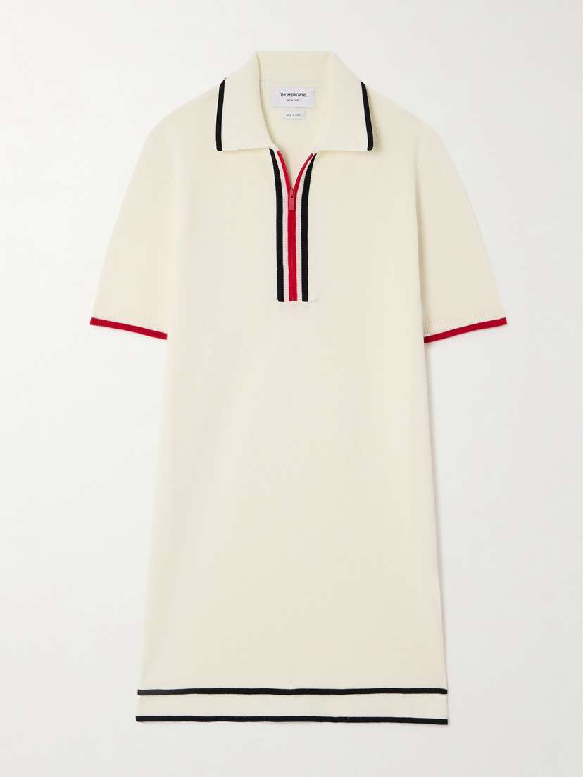 Thom Browne Milano Striped Knitted Wool Mini Dress