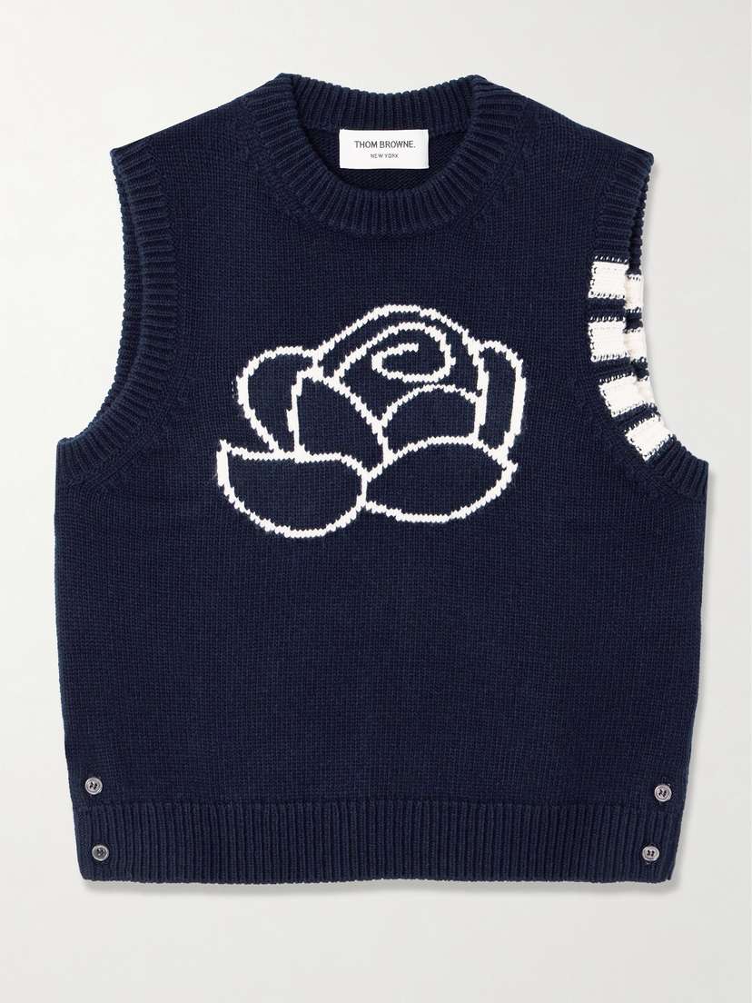 Thom Browne Striped Intarsia-knit Merino Wool Vest