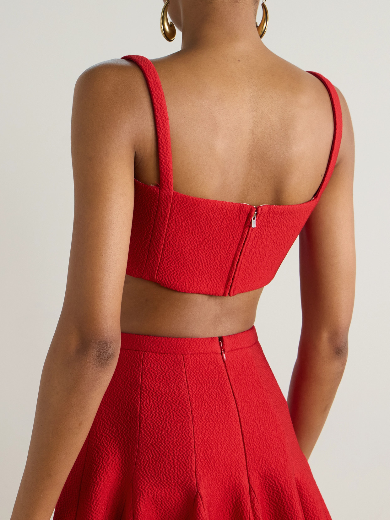 Fabiola Cropped Paneled Cloqué Top