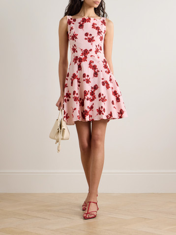 Emilia Wickstead Panna pleated floral-print cotton-blend crepon mini dress