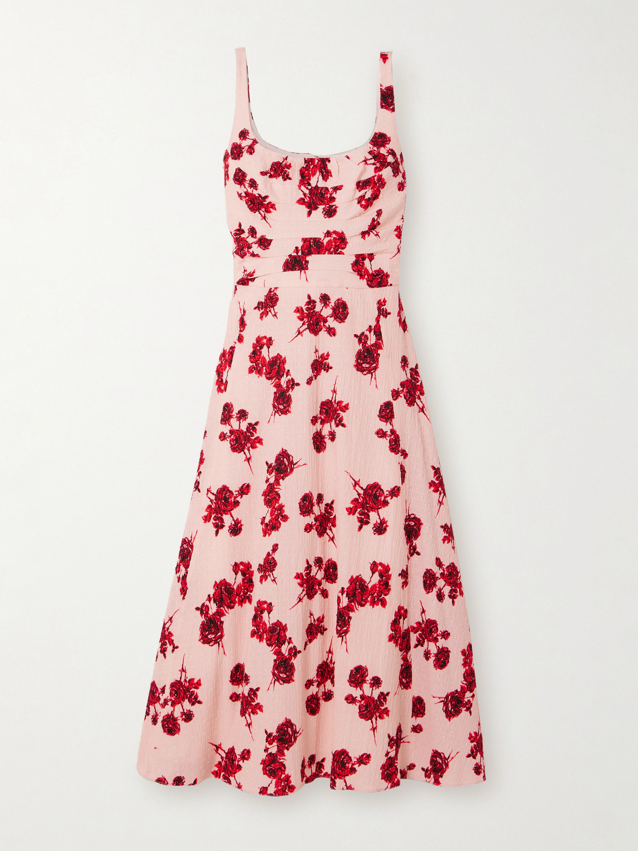 Emilia Wickstead Verena Gathered Floral-print Cotton-blend Jacquard Midi Dress In Pink