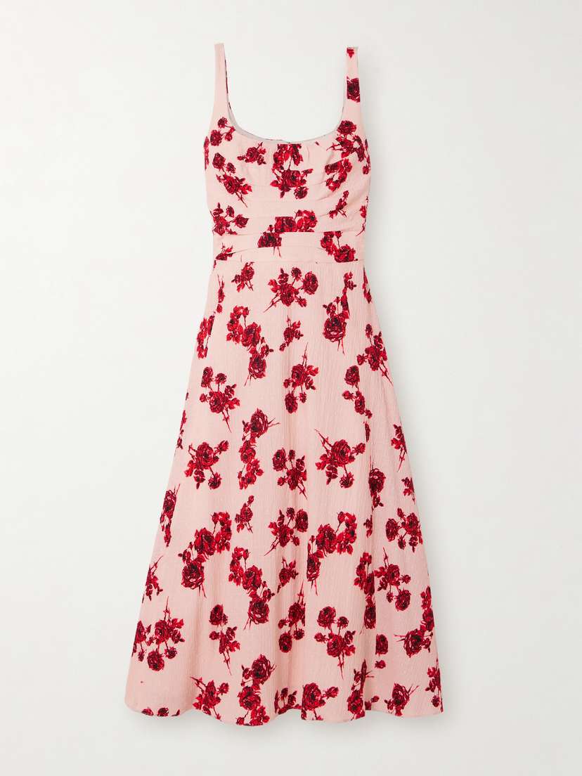 Emilia Wickstead Verena Gathered Floral-print Cotton-blend Jacquard Midi Dress