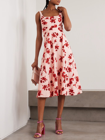 Emilia Wickstead Verena gathered floral-print cotton-blend jacquard midi dress