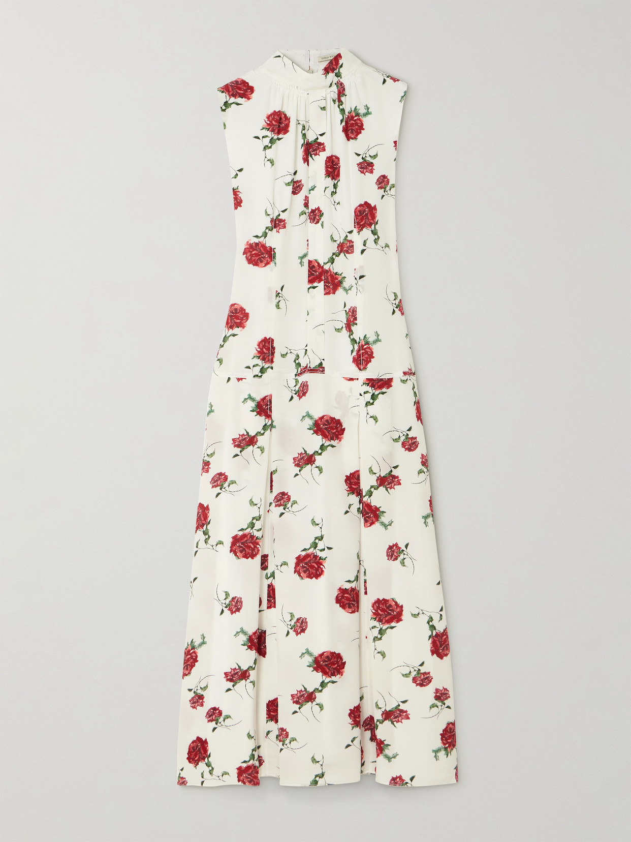 Emilia Wickstead Joelle Gathered Paneled Floral-print Silk-crepe Midi Dress In White