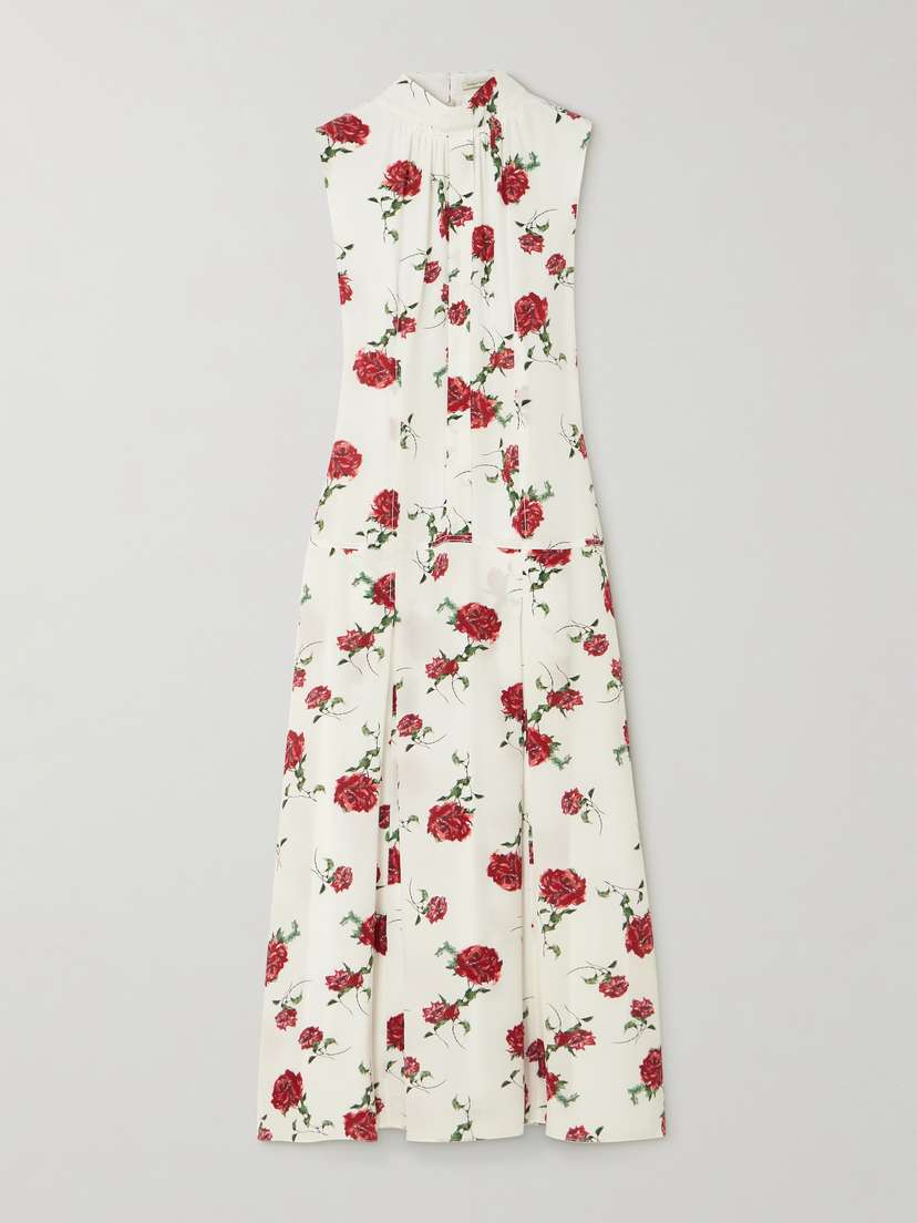 Emilia Wickstead Joelle Gathered Paneled Floral-print Silk-crepe Midi Dress