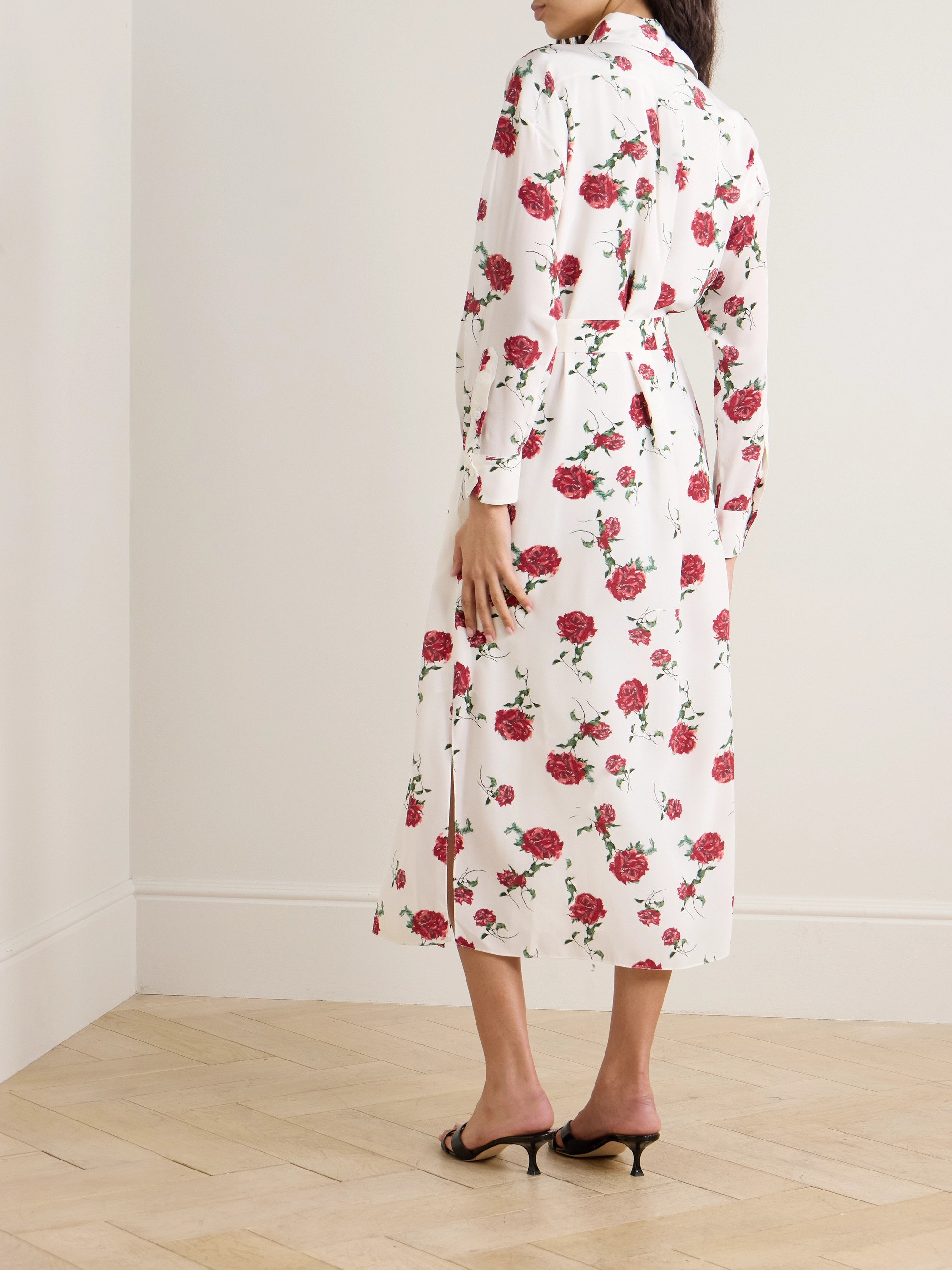 Emilia Wickstead Deirdre belted floral-print silk-crepe midi shirt dress