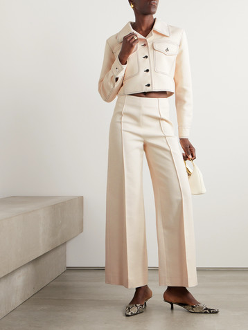 Emilia Wickstead Emma cropped topstitched cotton-blend canvas jacket