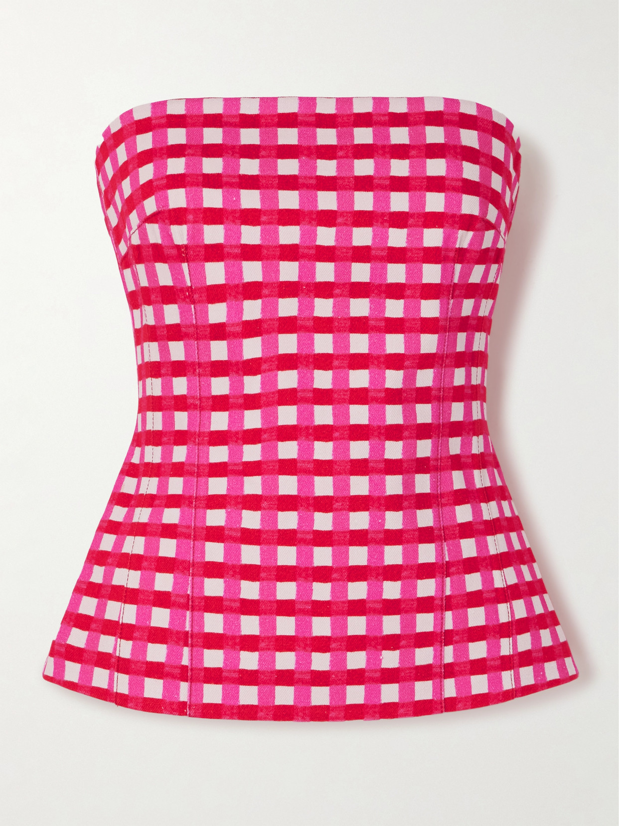 Emilia Wickstead - Kerina Strapless Checked Denim Bustier Top - Pink