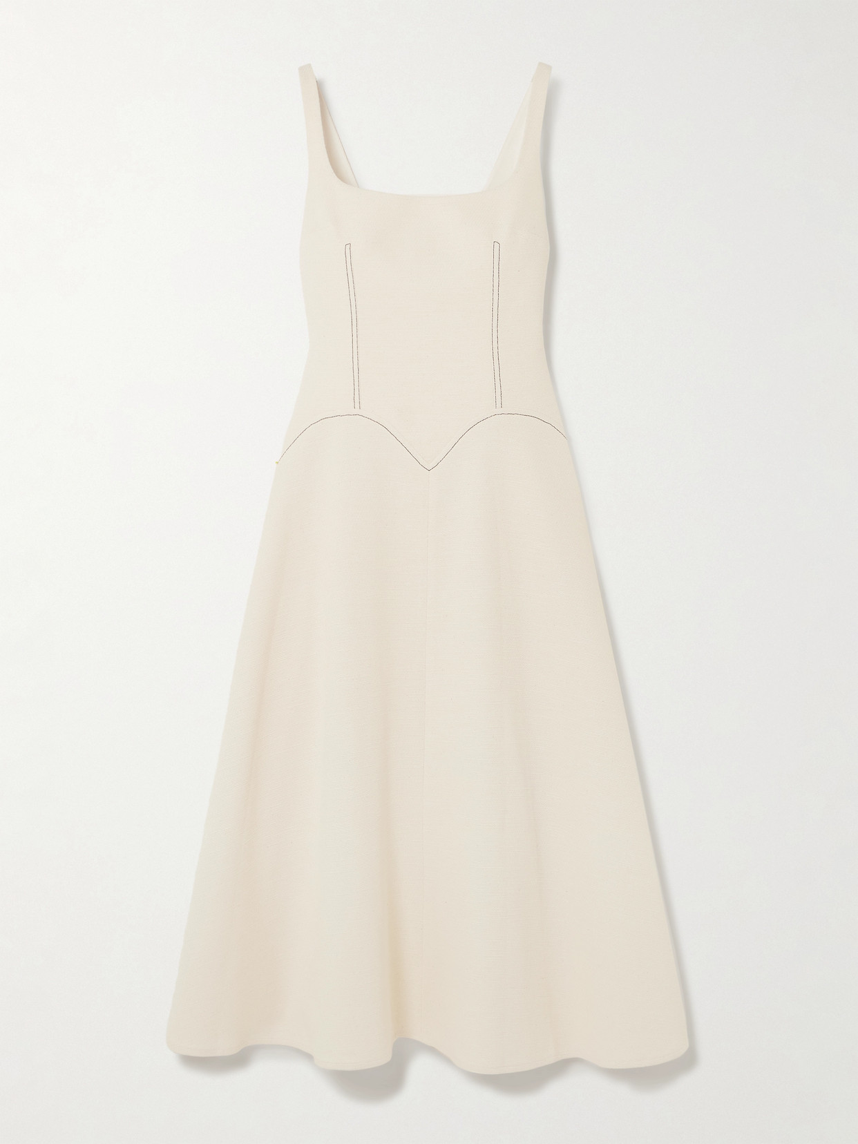 Emilia Wickstead - Esha Topstitched Cotton-blend Midi Dress - Ivory