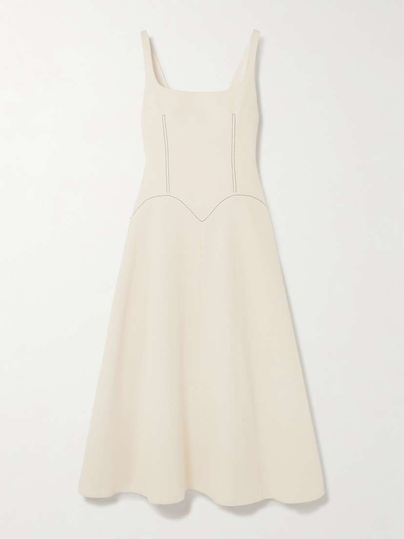 Emilia Wickstead Topstitched Cotton-blend Midi Dress