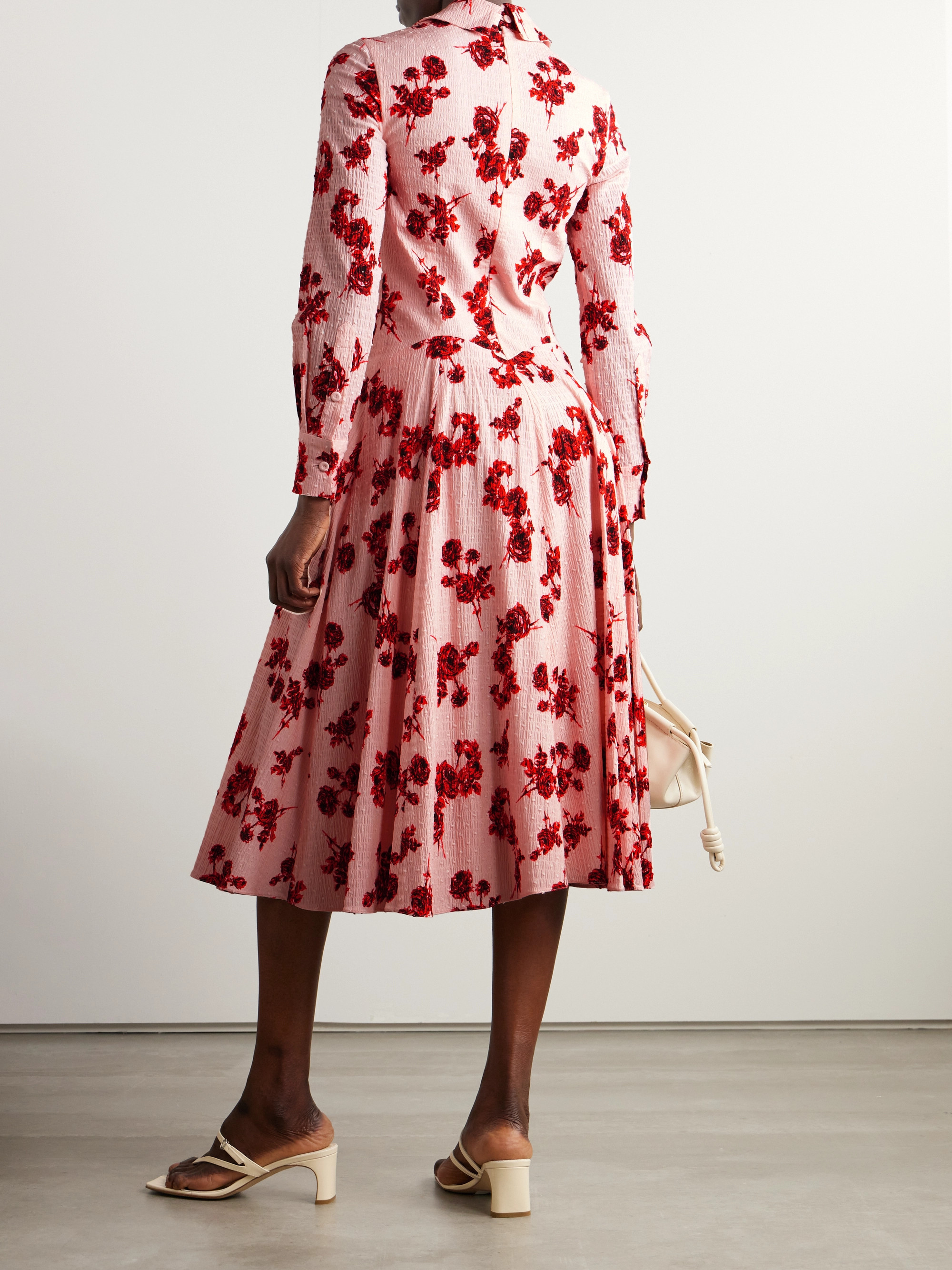 Emilia Wickstead Jancine pleated floral-print cotton-blend midi shirt dress