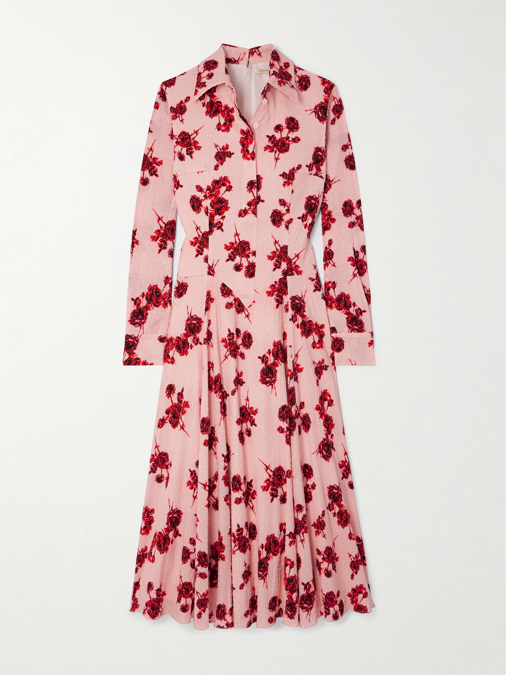 Emilia Wickstead Jancine pleated floral-print cotton-blend midi shirt dress