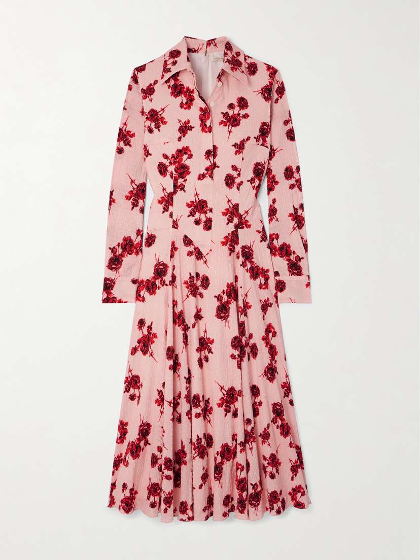 Emilia Wickstead Jancine Pleated Floral-print Cotton-blend Midi Shirt Dress