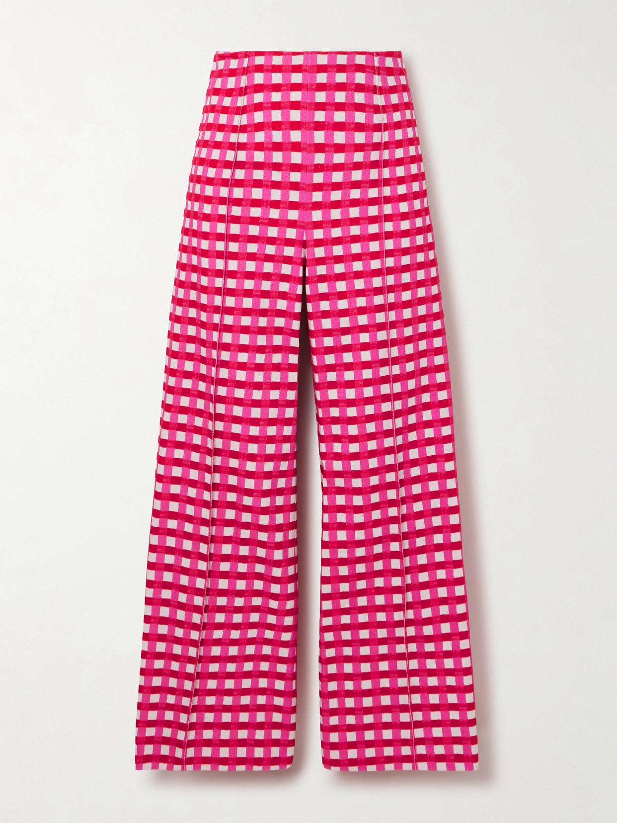 Emilia Wickstead - Daffy Checked High-rise Wide-leg Jeans - Pink