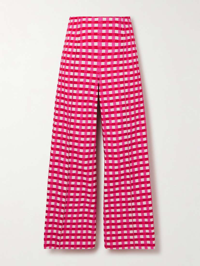 Emilia Wickstead Daffy Checked High-rise Wide-leg Jeans - UK 14