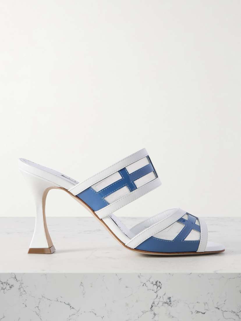 Manolo Blahnik Avespamu 90 Mesh-trimmed Leather Pumps