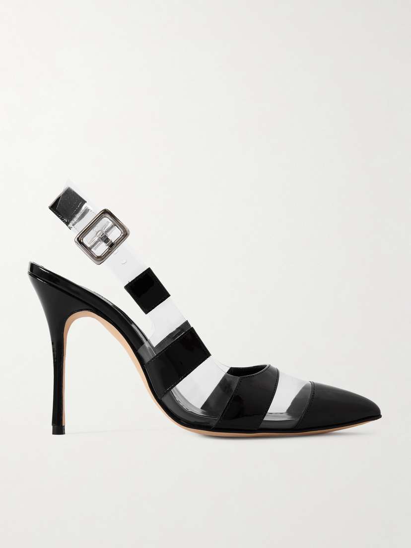 Manolo Blahnik Uxra 105 Patent-leather And Pvc Slingback Pumps