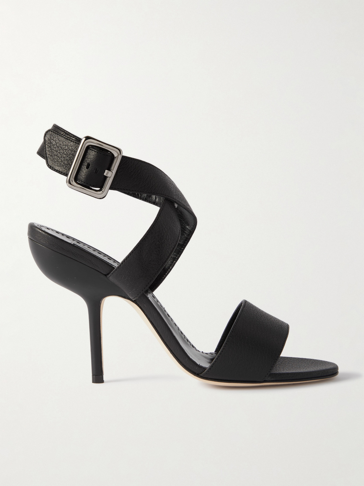 Manolo Blahnik Helua 105 Textured-leather Sandals In Black