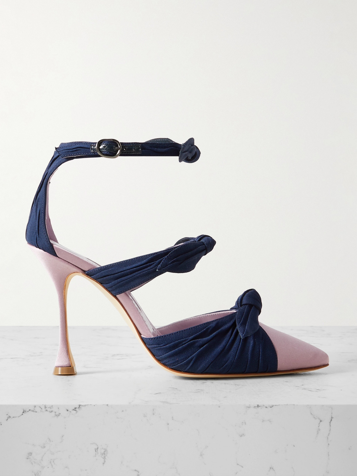 Manolo Blahnik - Smyrna Bow-embellished Suede And Satin Pumps - Purple