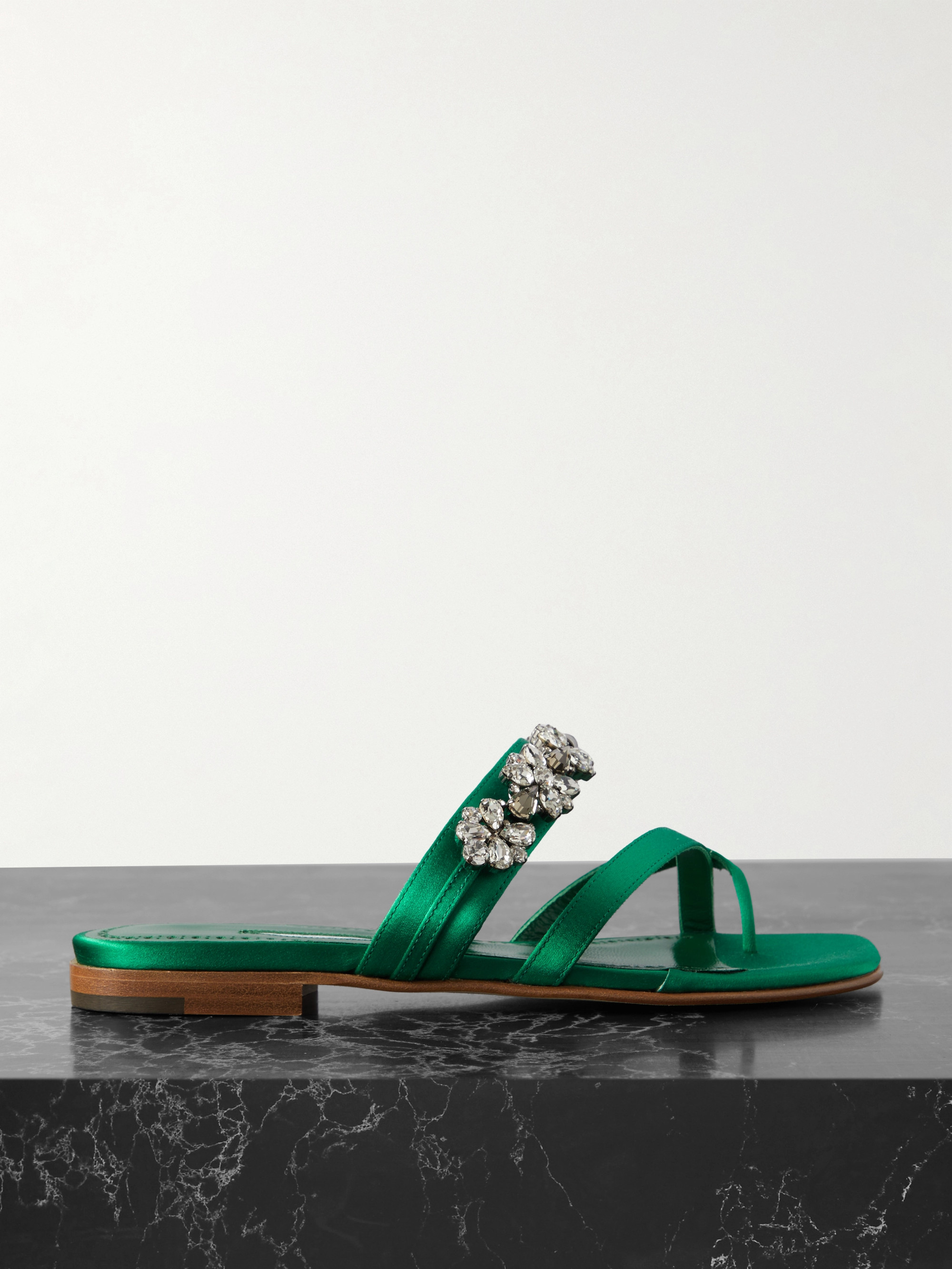 MANOLO BLAHNIK - Perlusa crystal-embellished satin sandals | Plush