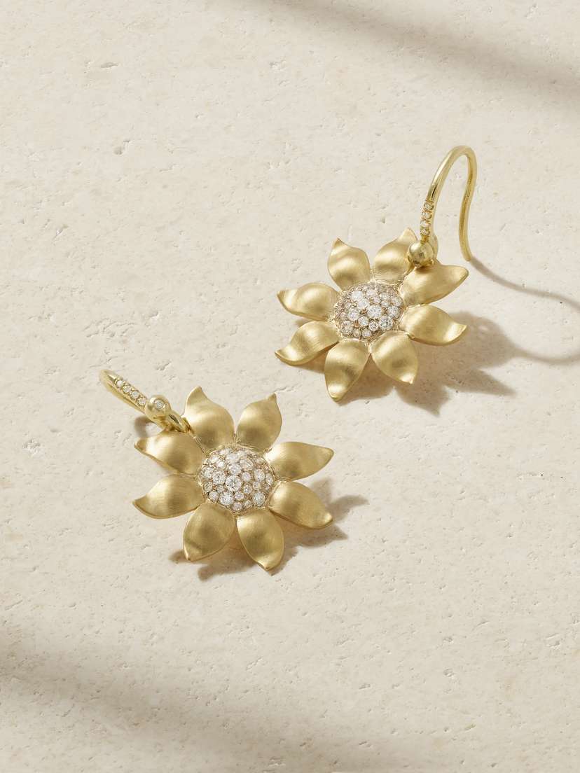 Irene Neuwirth en Blossom 18-karat Gold Diamond Earrings