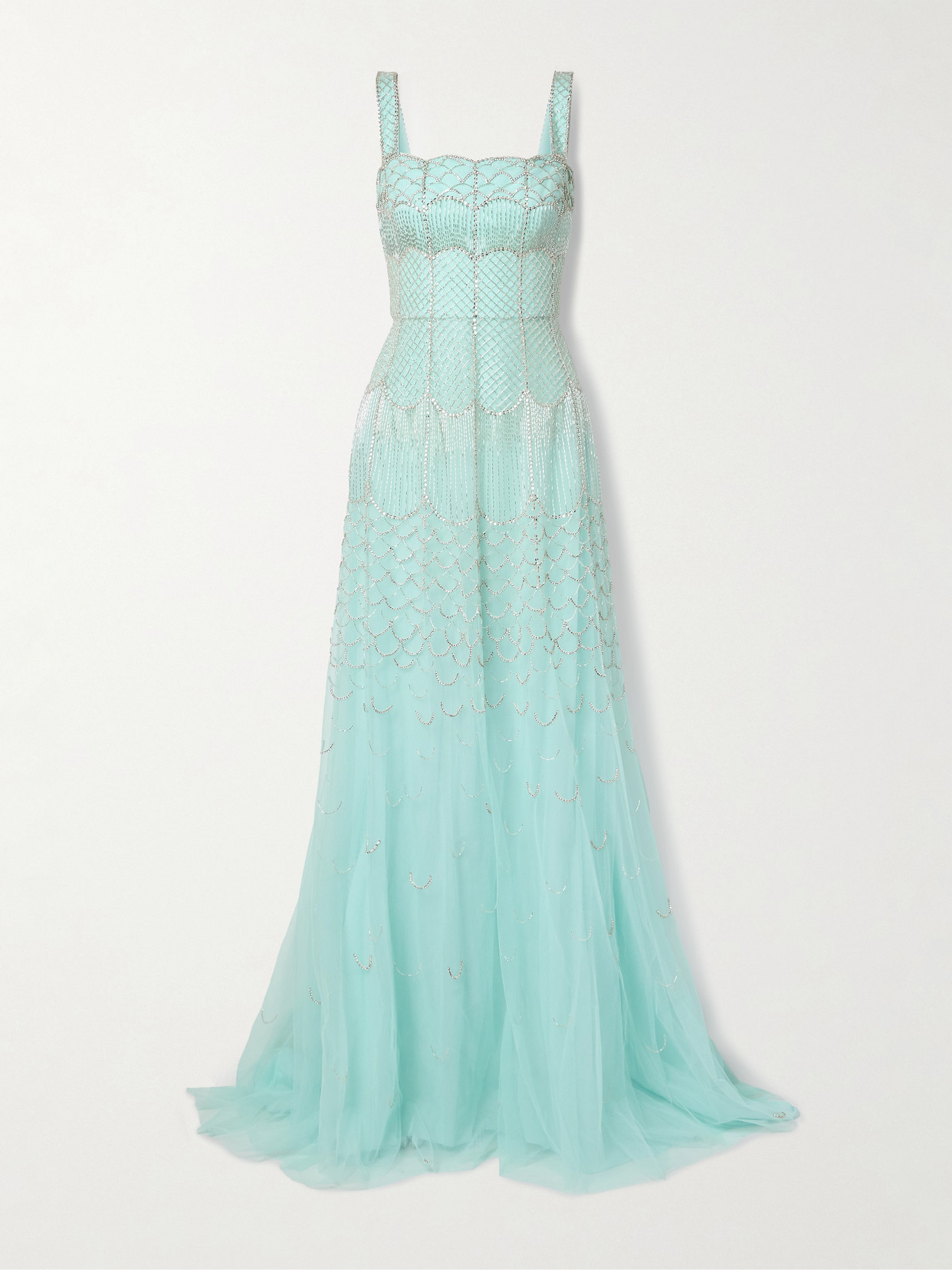 Georges Hobeika Embellished Tulle Gown In Blue