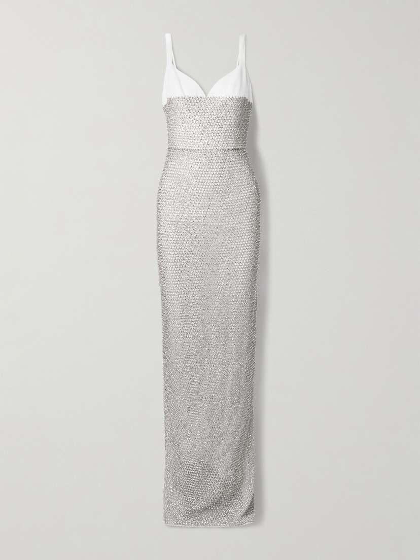 Georges Hobeika Crystal-embellished Tulle And Crepe Gown
