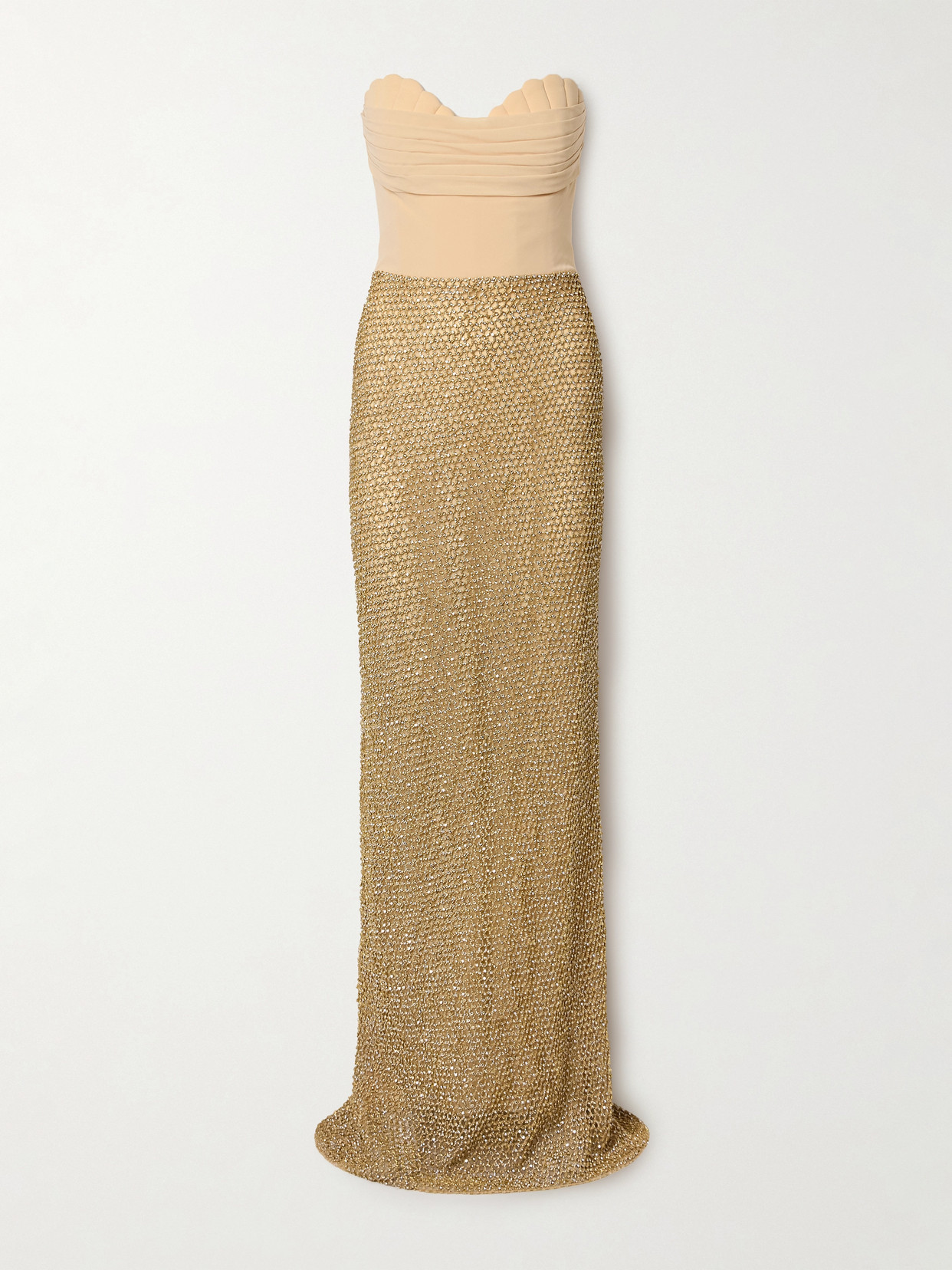 Georges Hobeika - Strapless Crystal-embellished Tulle And Crepe Gown - Gold