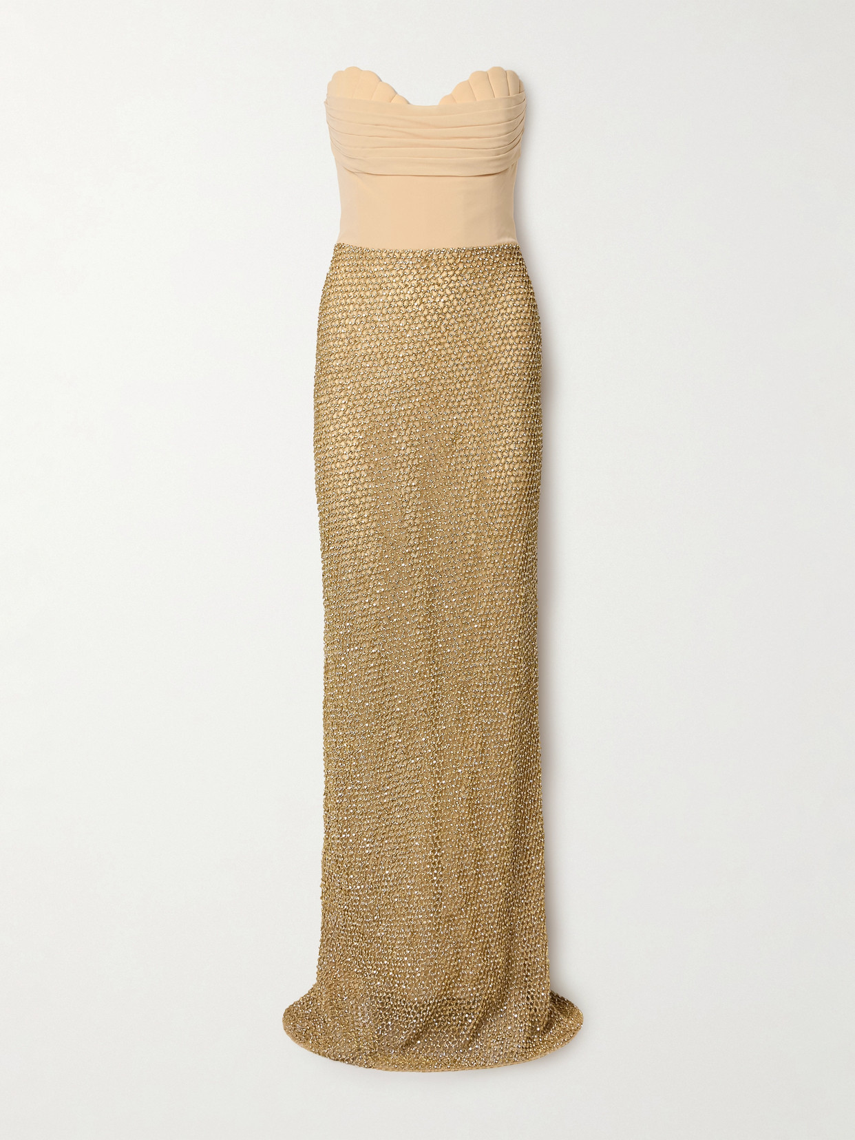 Georges Hobeika Strapless Crystal-embellished Tulle And Crepe Gown In Gold