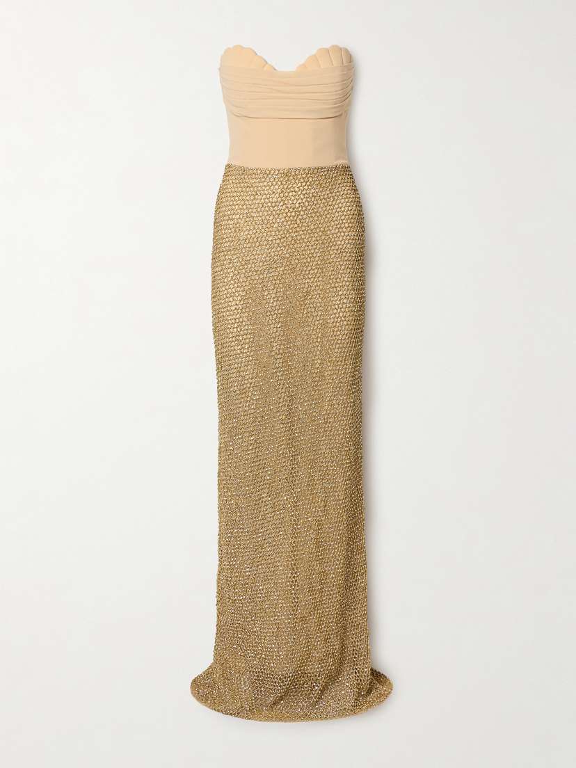 Georges Hobeika Strapless Crystal-embellished Tulle And Crepe Gown