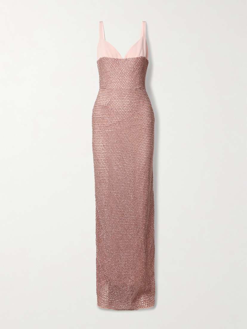 Georges Hobeika Crystal-embellished Tulle And Crepe Gown