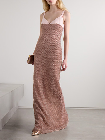 GEORGES HOBEIKA Crystal-embellished tulle and crepe gown