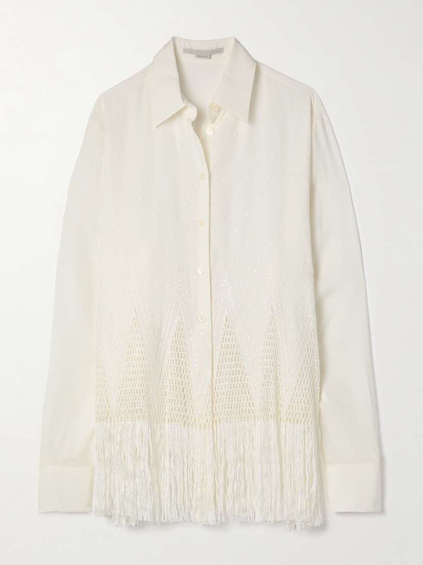 Stella McCartney Macramé-trimmed Fil Coupé Crepe Shirt