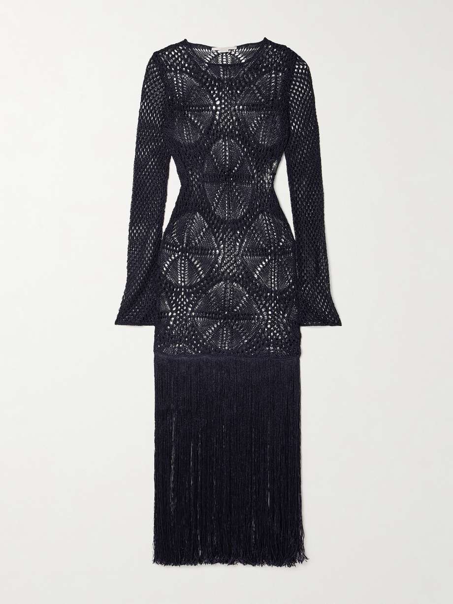 fringed crocheted maxi dress