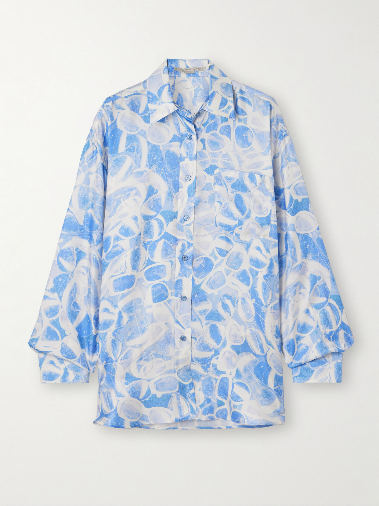 Stella Mccartney Printed Silk-twill Shirt In Blue