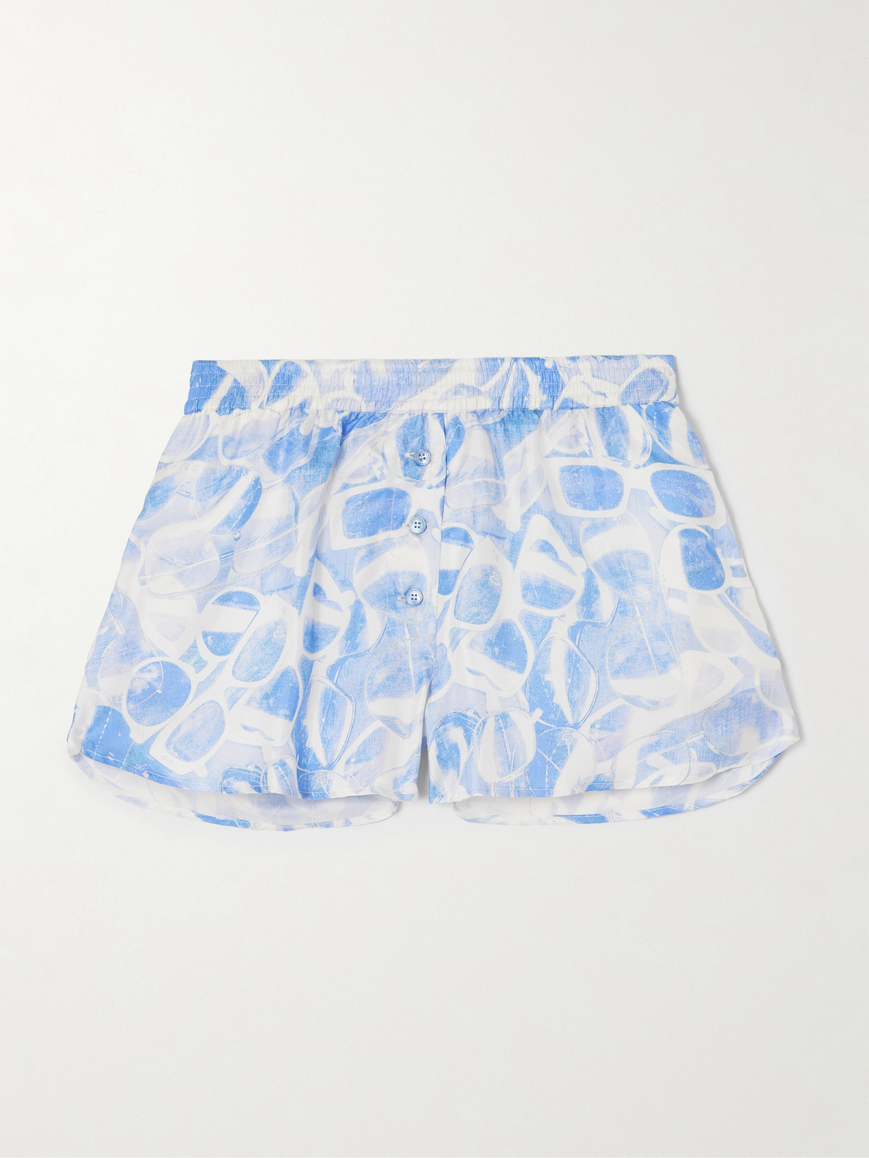 Stella Mccartney Women's Sunglasses-print Silk Shorts In Blue