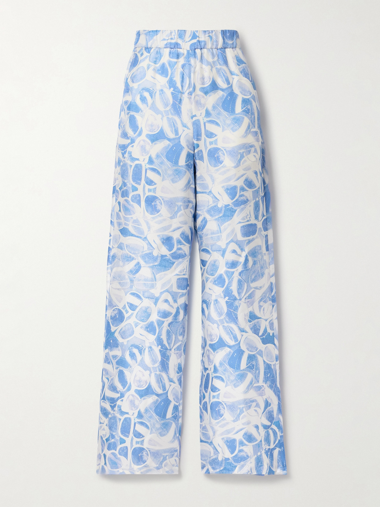 Stella Mccartney Printed Silk-charmeuse Wide-leg Pants In Blue