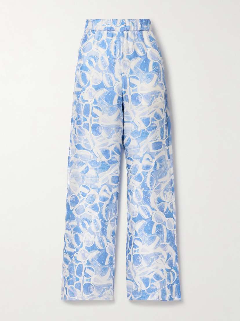 Stella McCartney Printed Silk-charmeuse Wide-leg Pants