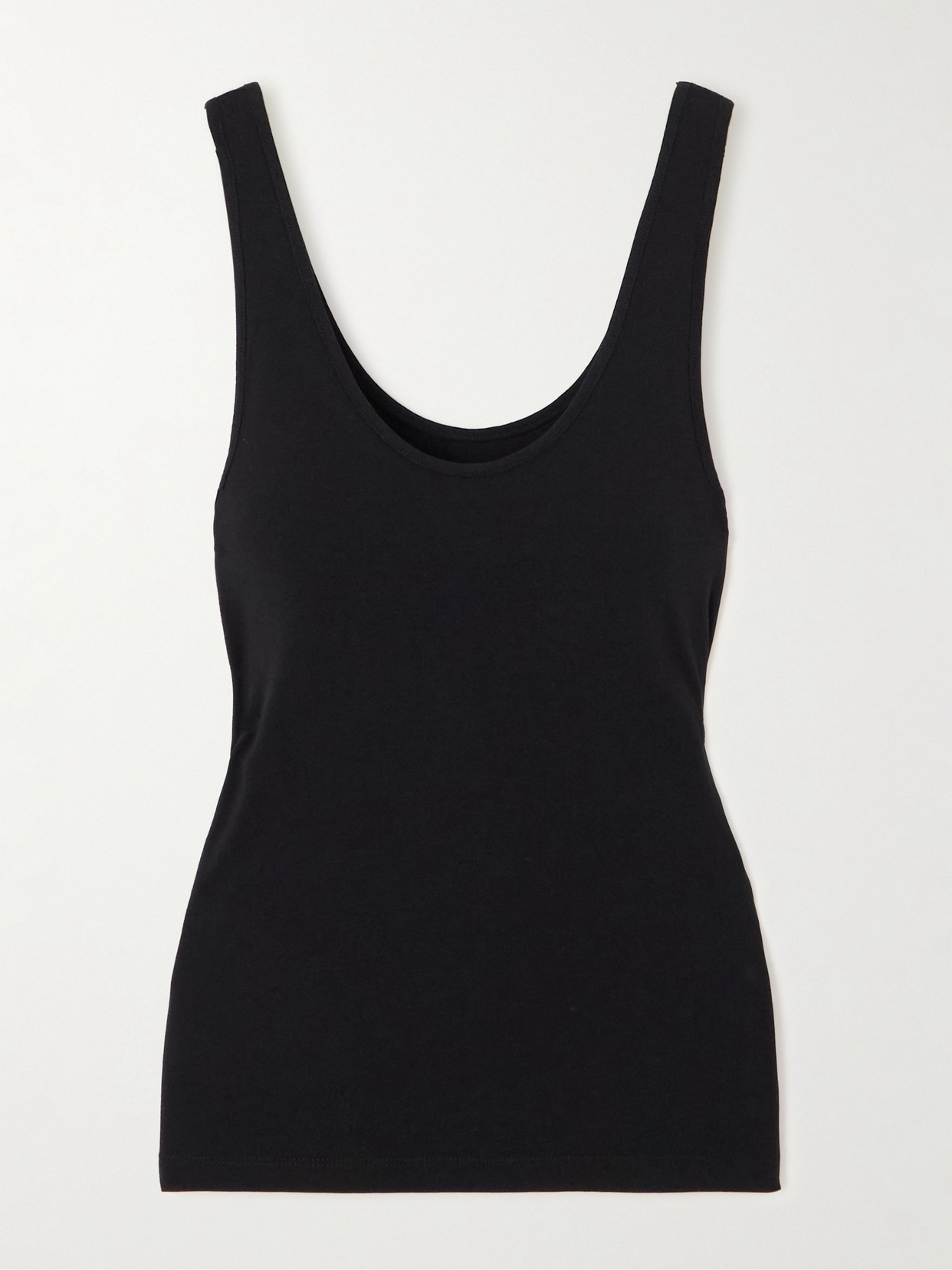 Another Tomorrow - Stretch Lyocell And Cotton-blend Jersey Tank Top - Black