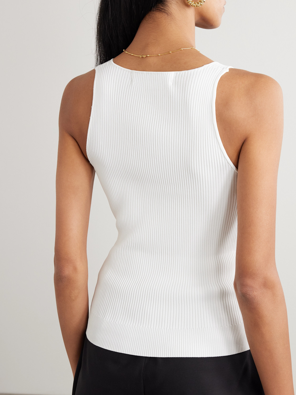 Another Tomorrow Ribbed Jersey Tank Top In White