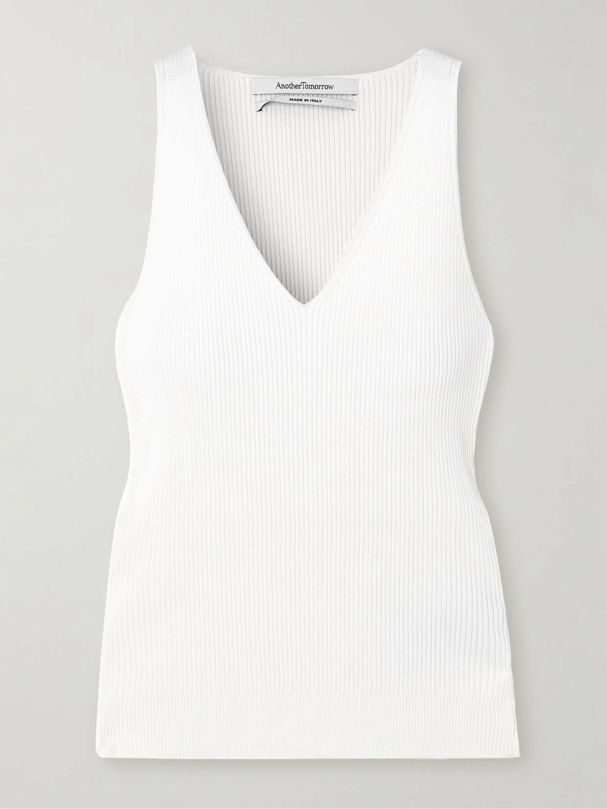 Another Tomorrow Ribbed Jersey Tank Top In White