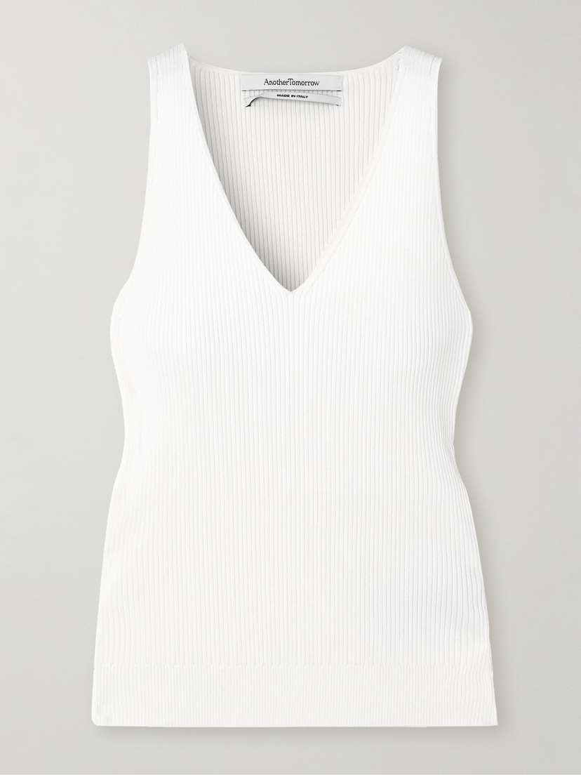 Another Tomorrow Ribbed Jersey Tank Top