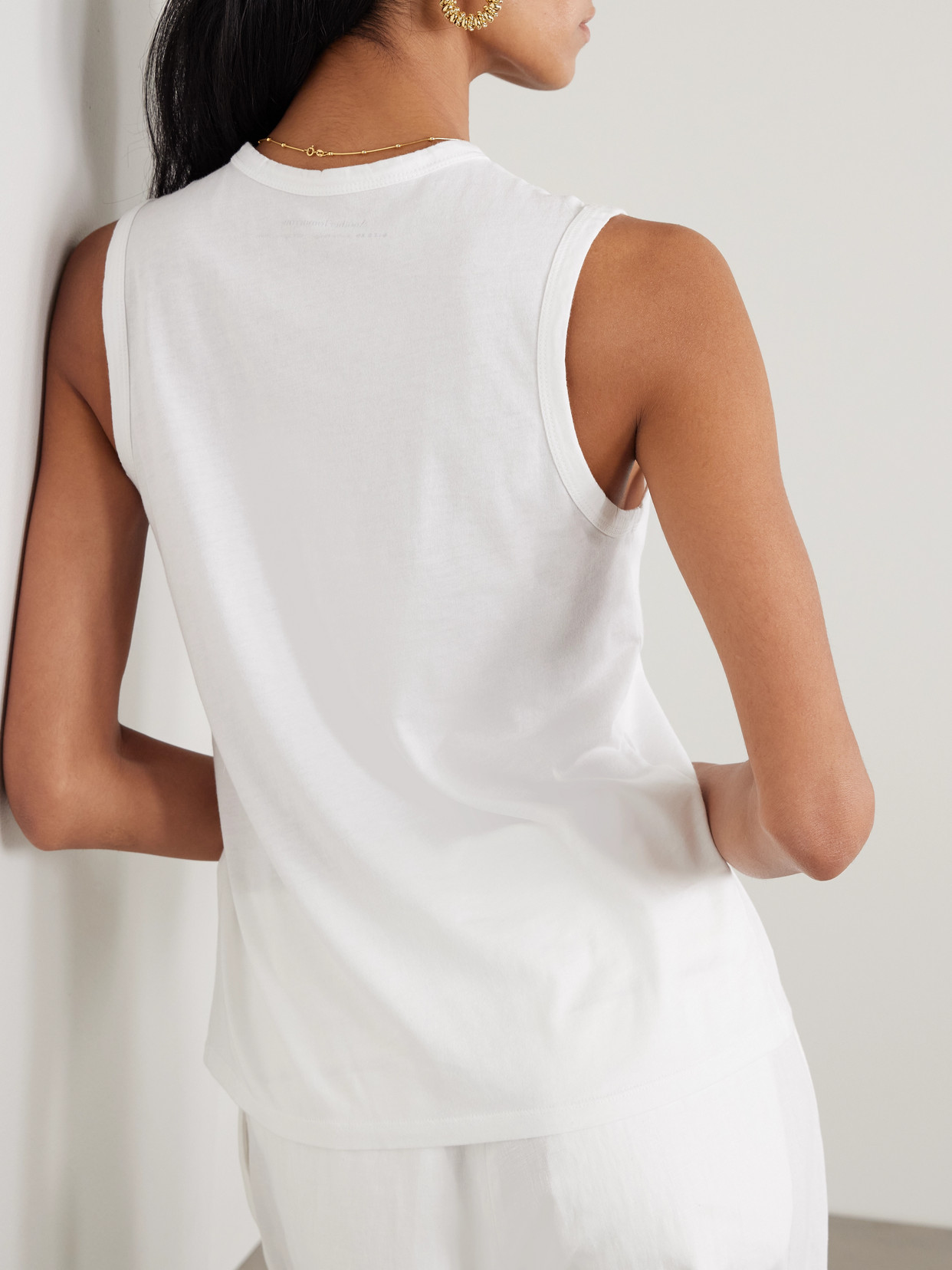 Another Tomorrow Cotton-jersey Tank Top In White